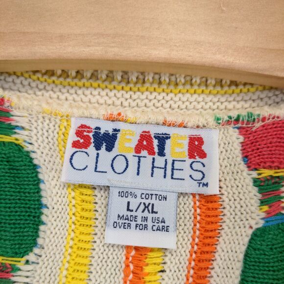 Women's Sweater Clothes L/XL Sleeveless Multicolor Cable Knit Striped W/Tags - Picture 9 of 12